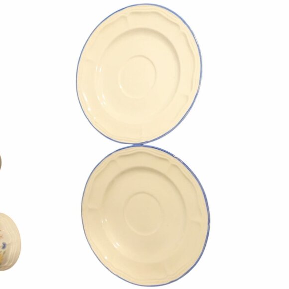 Vtg BrickOven Stoneware Mugs & saucer set 4pc Heritage Pattern Birds Flowers - Picture 8 of 11